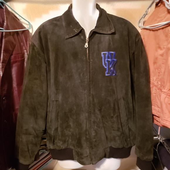 Kentucky Wildcats Big Blue Nation Leather Jacket Mens XL UK Pigskin Suede - Picture 2 of 5